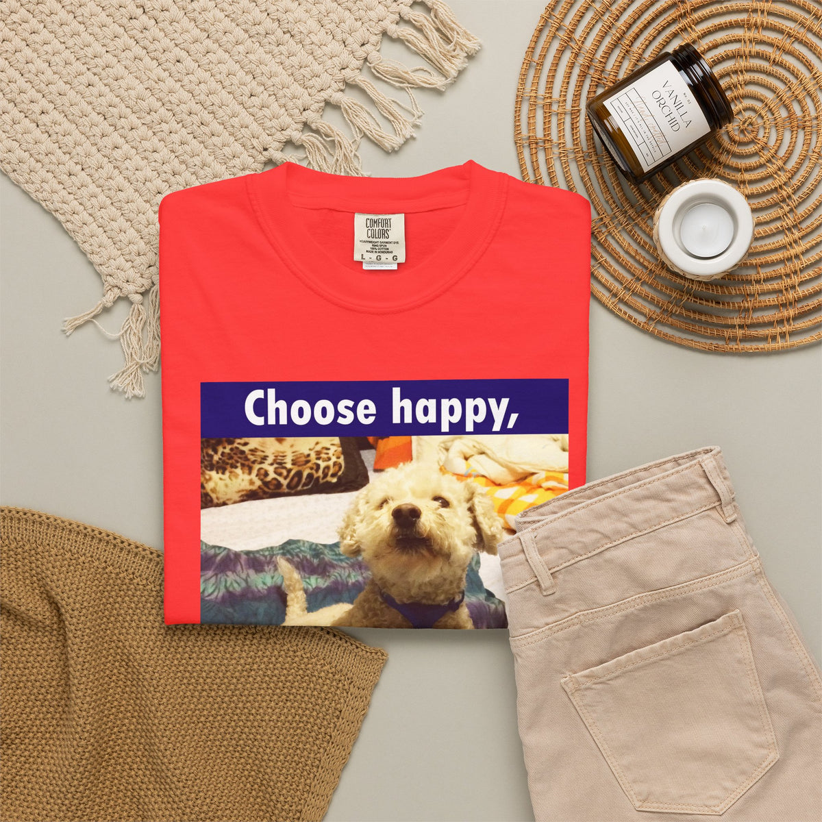 Choose Happy Puppy T-Shirt — "Choose happy, be happy." Motivational Dog Tee