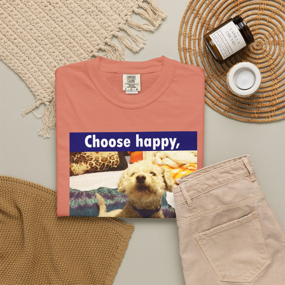 Choose Happy Puppy T-Shirt — "Choose happy, be happy." Motivational Dog Tee