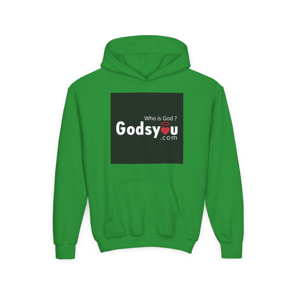 Godsyou logo square Youth Hoodie | Christian faith sweatshirt, minimalist black graphic