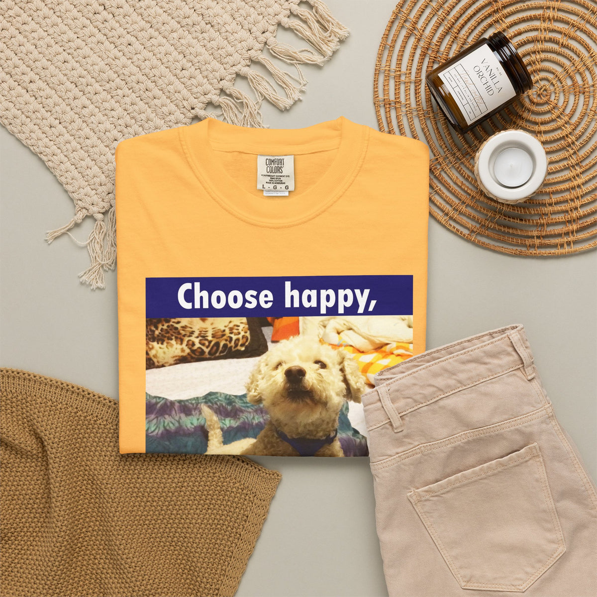 Choose Happy Puppy T-Shirt — "Choose happy, be happy." Motivational Dog Tee