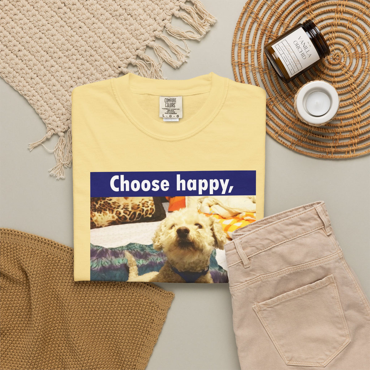 Choose Happy Puppy T-Shirt — "Choose happy, be happy." Motivational Dog Tee