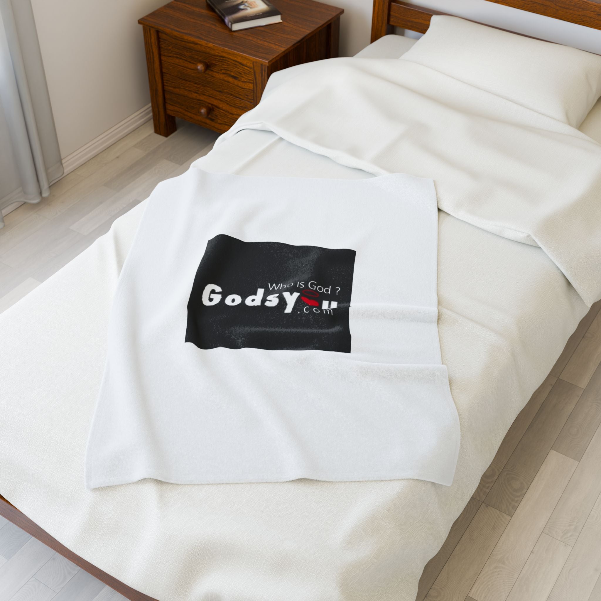 Godsyou logo Velveteen Plush Blanket | black square logo, minimalist design