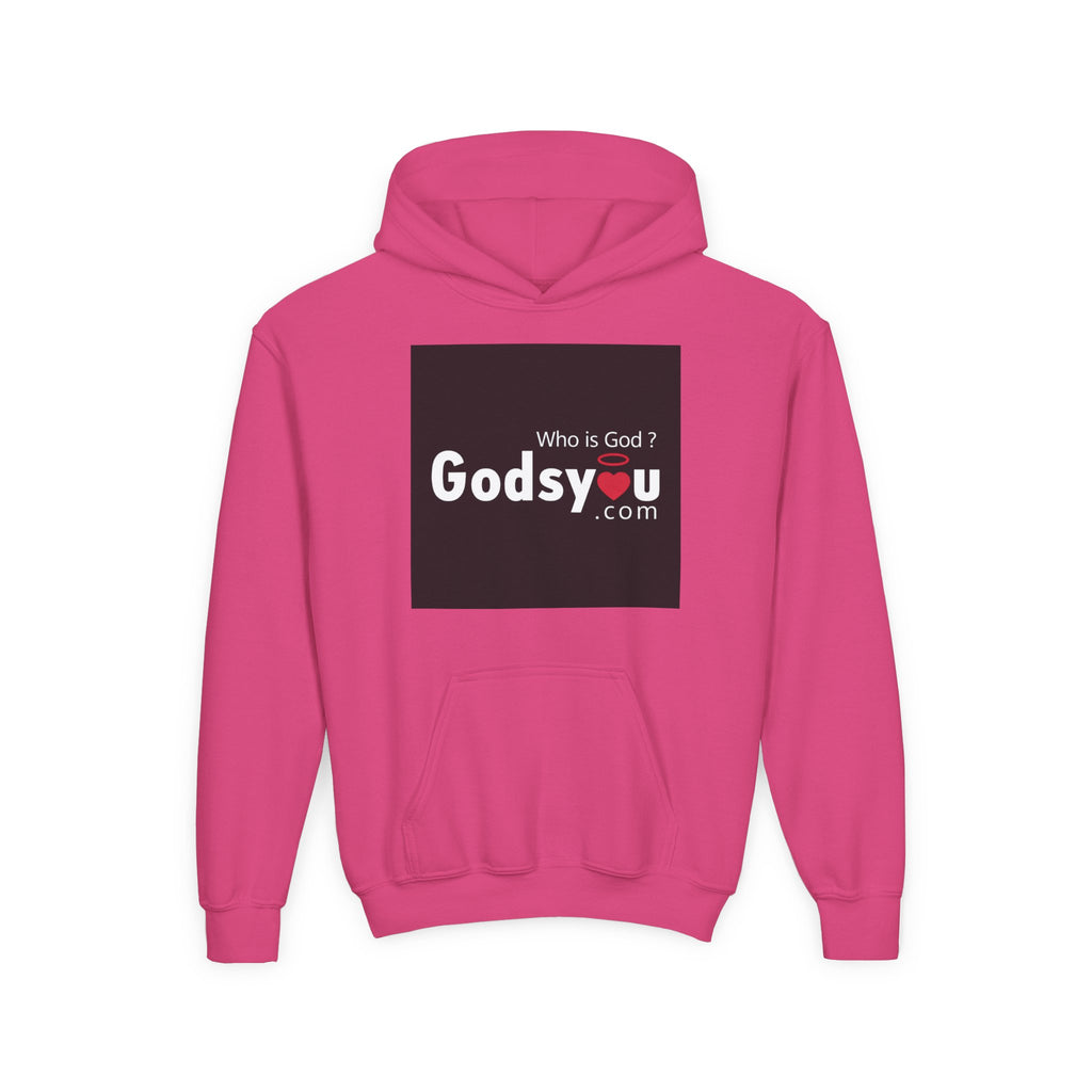 Godsyou logo square Youth Hoodie | Christian faith sweatshirt, minimalist black graphic