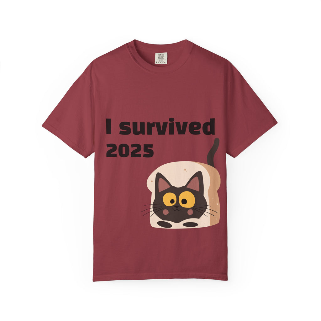 I Survived 2025 Cat T-Shirt — Funny Survival Year Graphic Tee