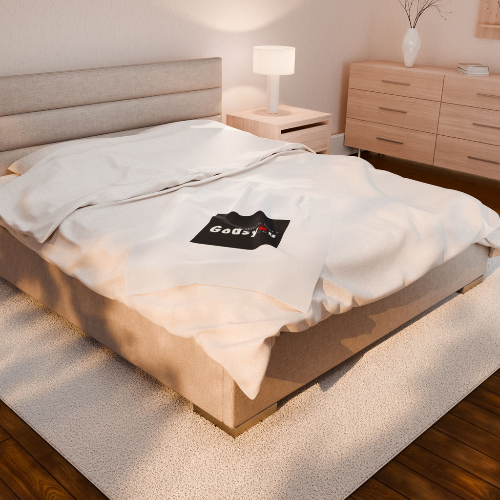 Godsyou logo Velveteen Plush Blanket | black square logo, minimalist design