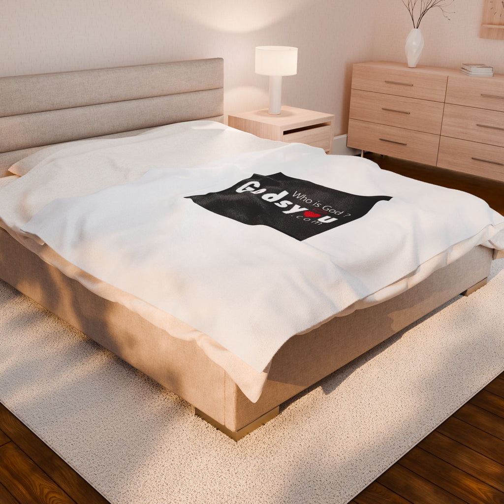 Godsyou logo Velveteen Plush Blanket | black square logo, minimalist design