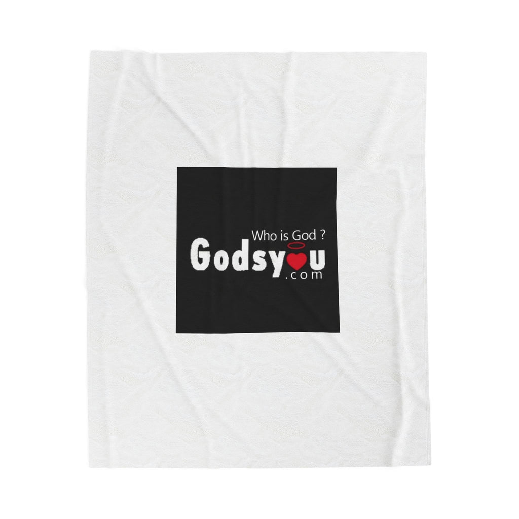 Godsyou logo Velveteen Plush Blanket | black square logo, minimalist design