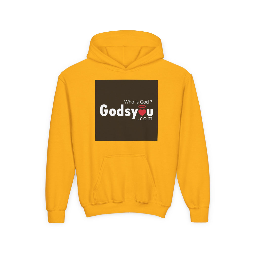 Godsyou logo square Youth Hoodie | Christian faith sweatshirt, minimalist black graphic