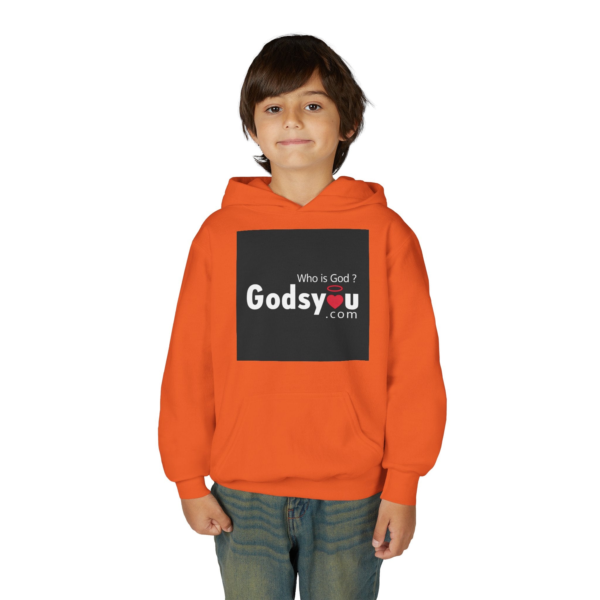 Godsyou logo square Youth Hoodie | Christian faith sweatshirt, minimalist black graphic
