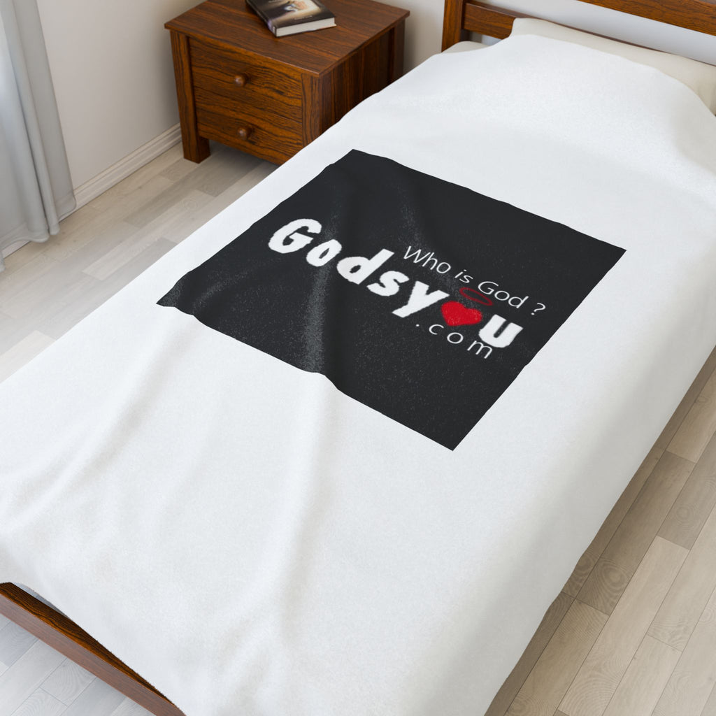 Godsyou logo Velveteen Plush Blanket | black square logo, minimalist design