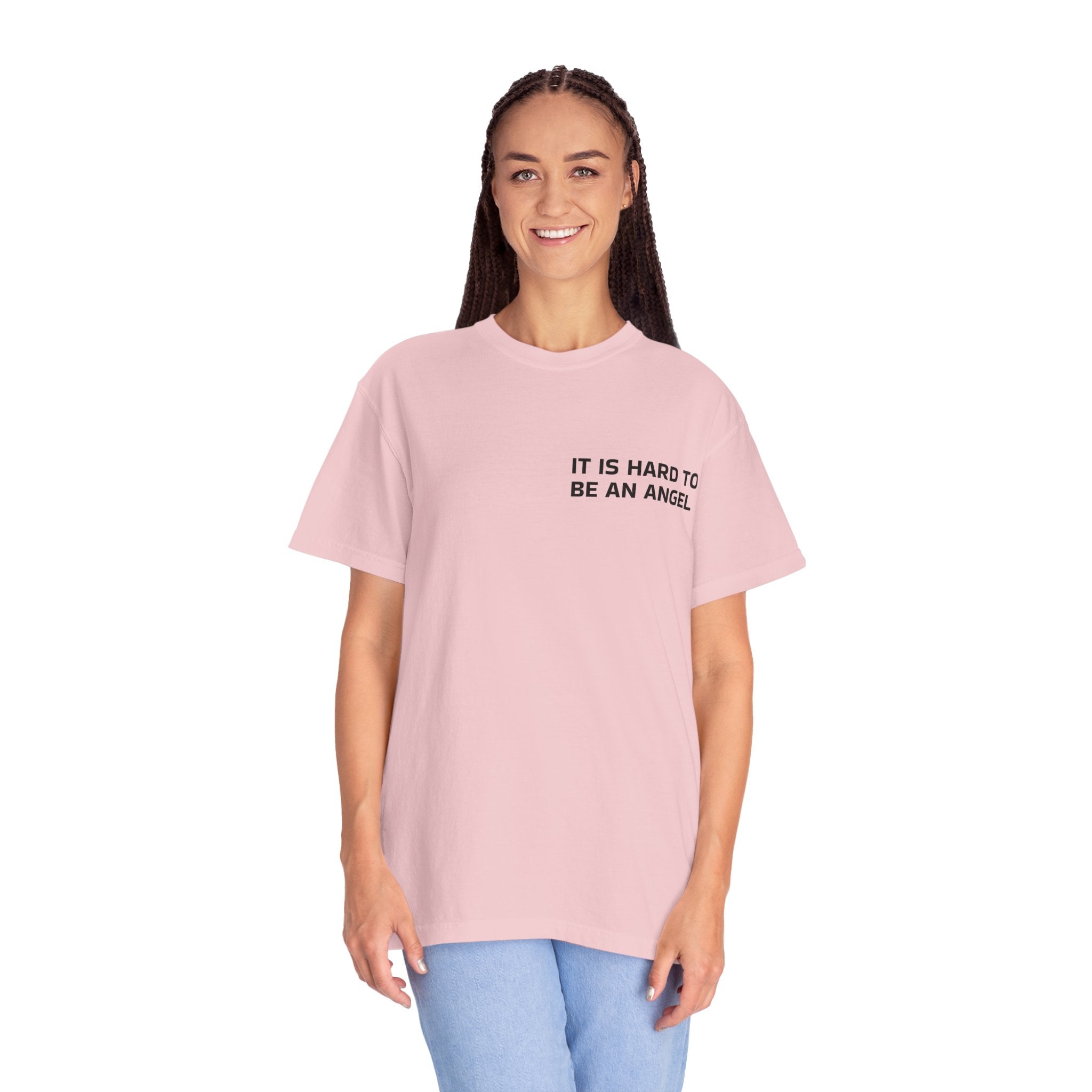 It Is Hard To Be An Angel Tee — Minimalist Quote Graphic T-Shirt
