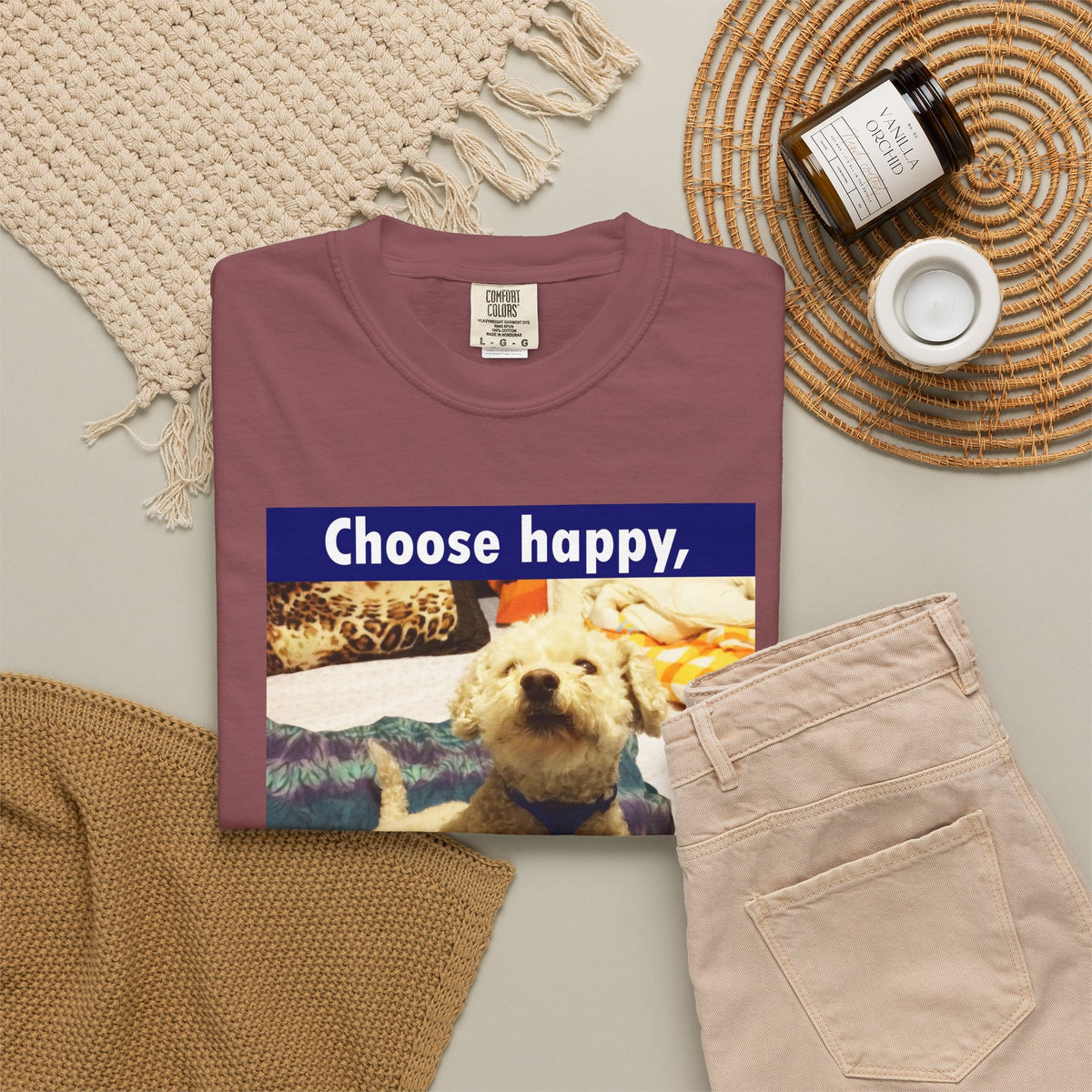 Choose Happy Puppy T-Shirt — "Choose happy, be happy." Motivational Dog Tee