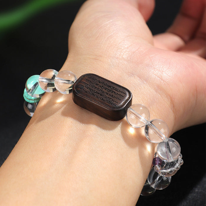 Natural White Crystal Ebony Five Warp Bracelets