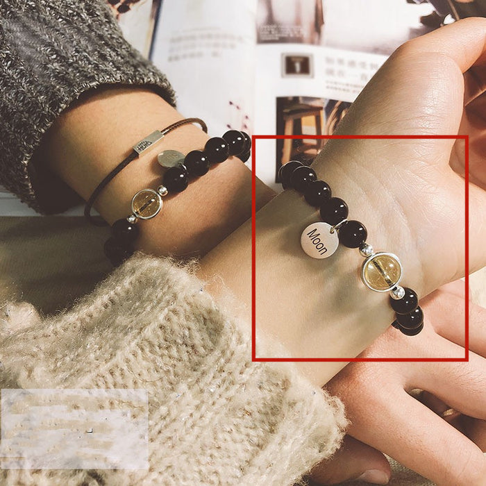 A Pair Of Natural Crystal Couple Bracelets
