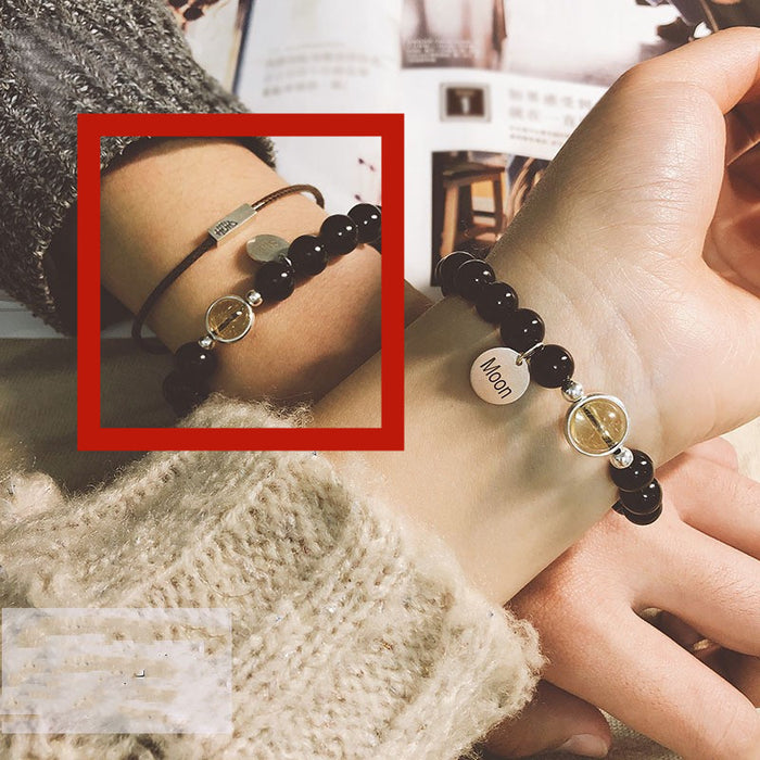 A Pair Of Natural Crystal Couple Bracelets