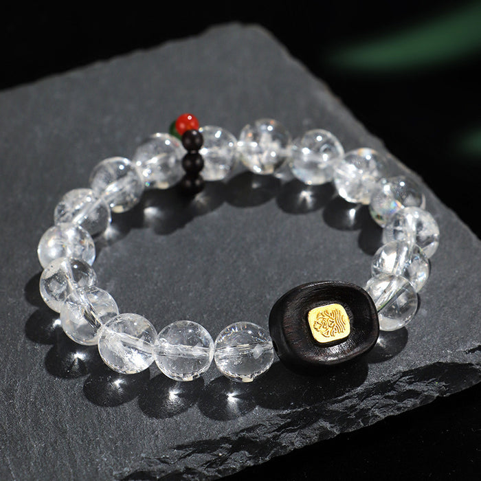 Natural White Crystal Ebony Five Warp Bracelets
