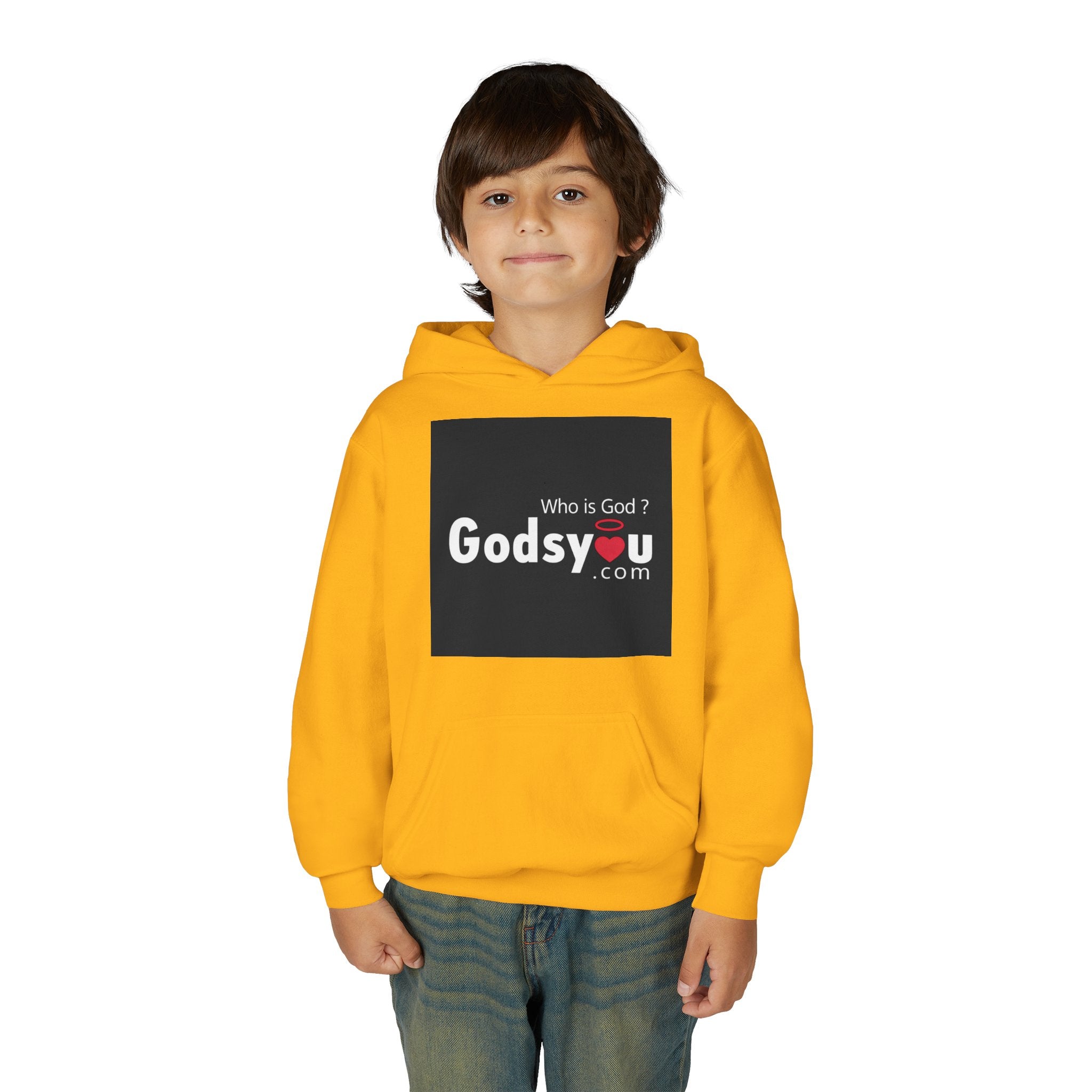 Godsyou logo square Youth Hoodie | Christian faith sweatshirt, minimalist black graphic
