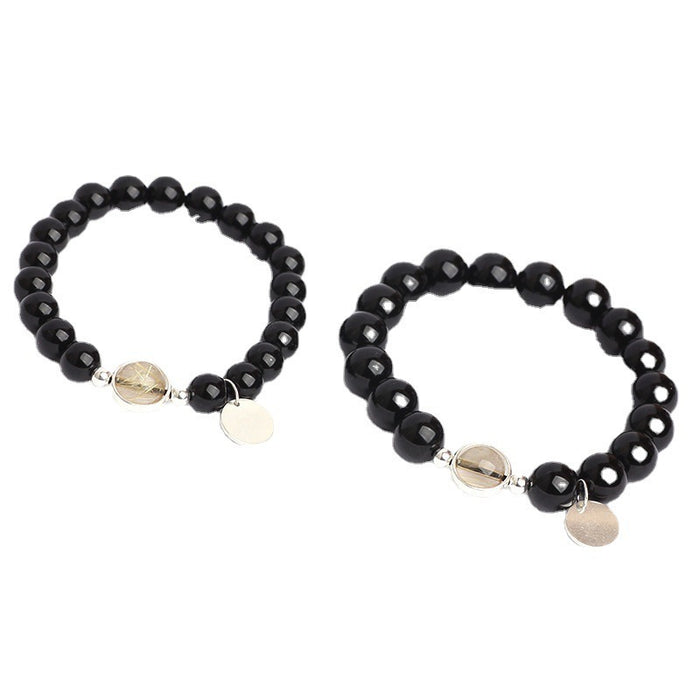 A Pair Of Natural Crystal Couple Bracelets