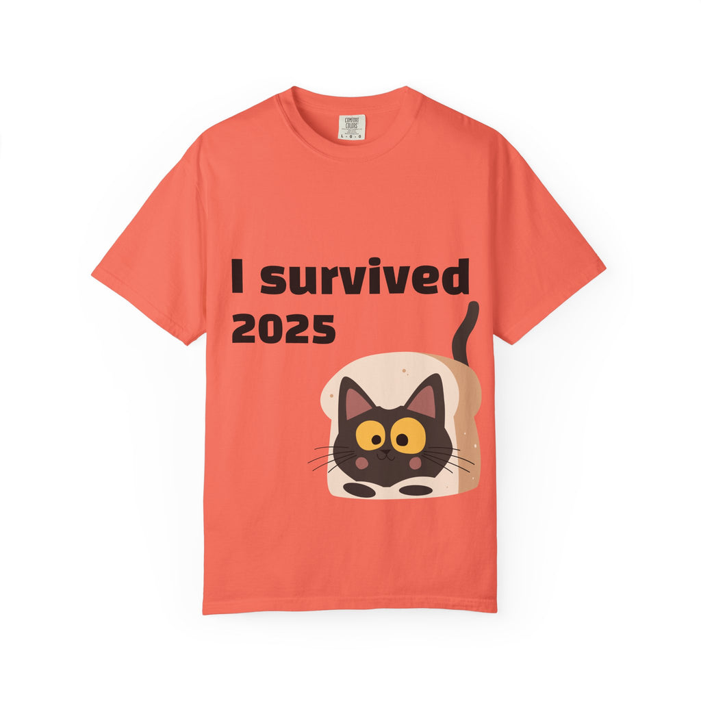 I Survived 2025 Cat T-Shirt — Funny Survival Year Graphic Tee