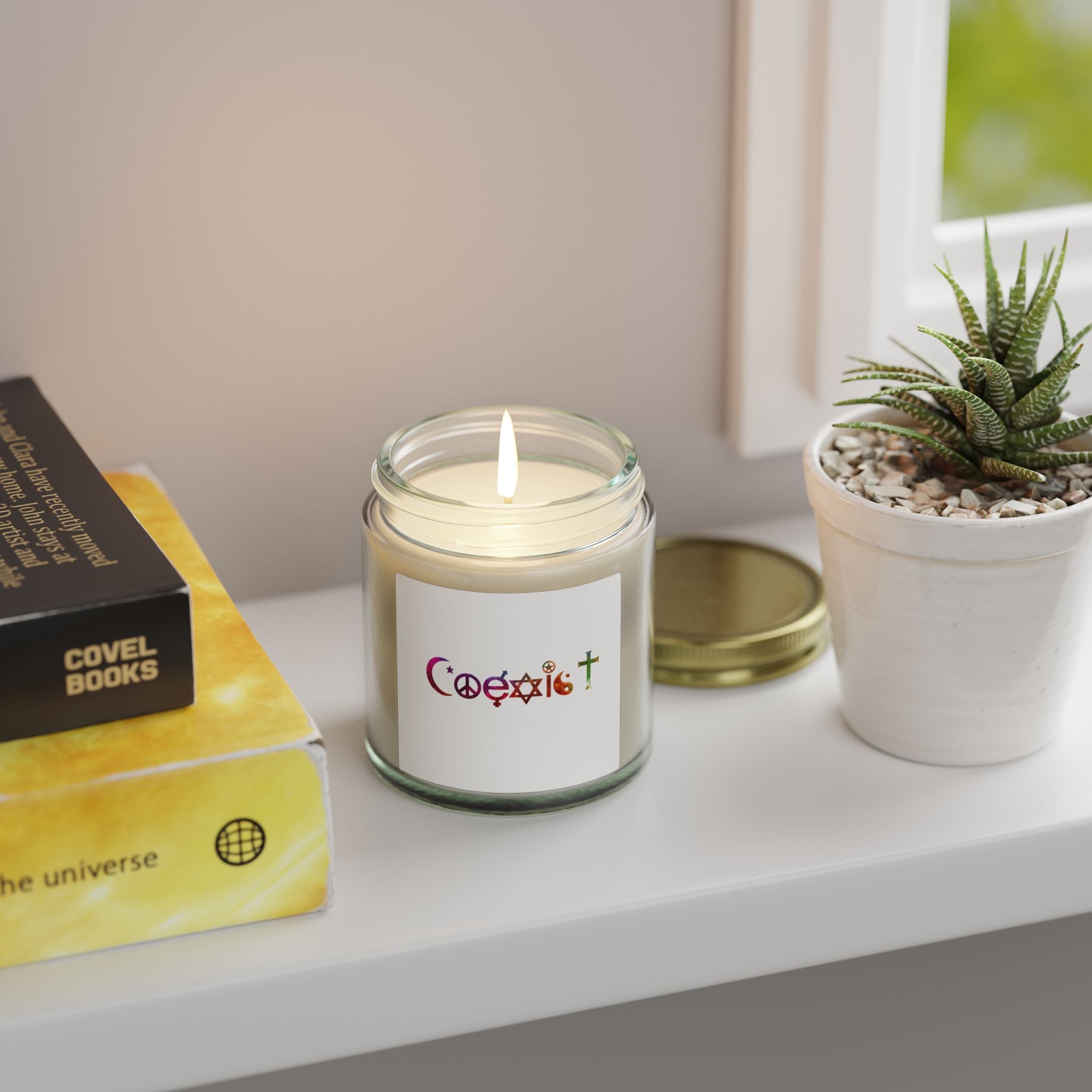 Coexist Logo Coconut Apricot Candle | 4oz 9oz Soy Blend Jar