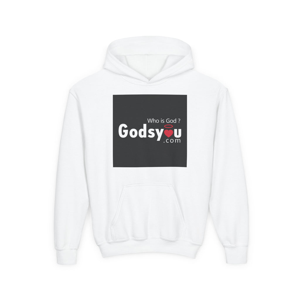 Godsyou logo square Youth Hoodie | Christian faith sweatshirt, minimalist black graphic