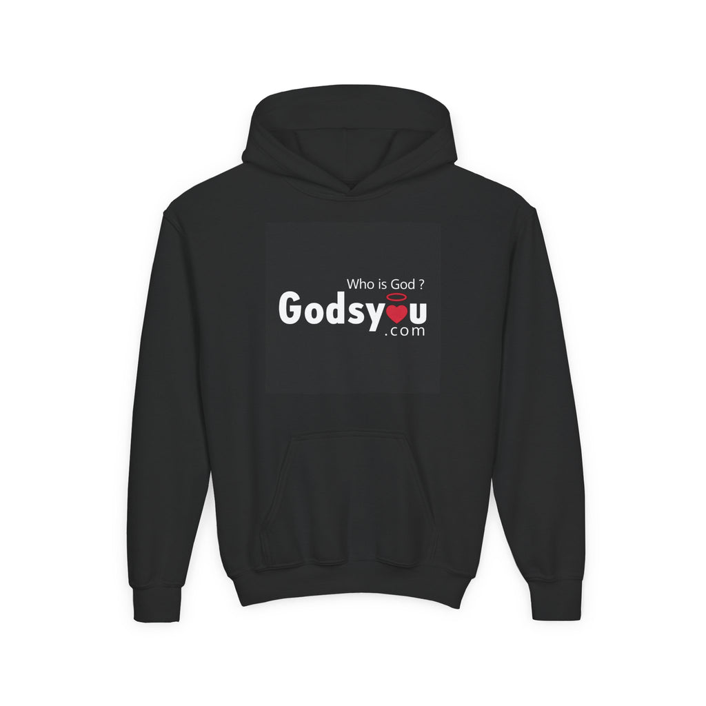 Godsyou logo square Youth Hoodie | Christian faith sweatshirt, minimalist black graphic