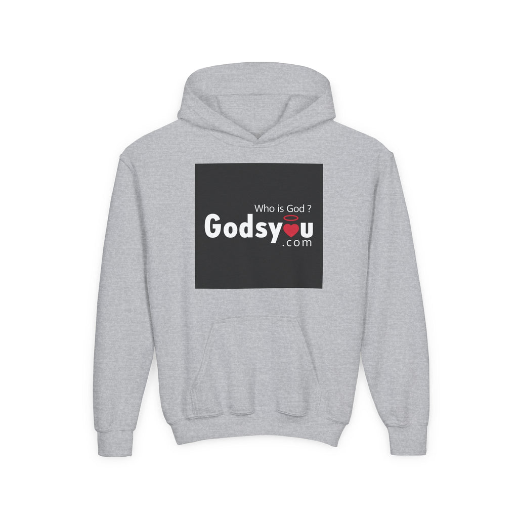 Godsyou logo square Youth Hoodie | Christian faith sweatshirt, minimalist black graphic