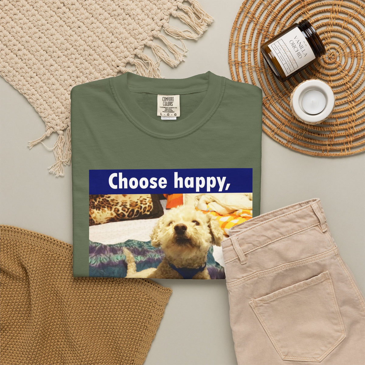 Choose Happy Puppy T-Shirt — "Choose happy, be happy." Motivational Dog Tee