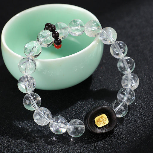 Natural White Crystal Ebony Five Warp Bracelets