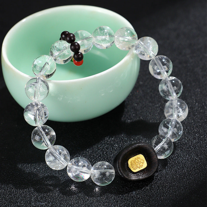 Natural White Crystal Ebony Five Warp Bracelets