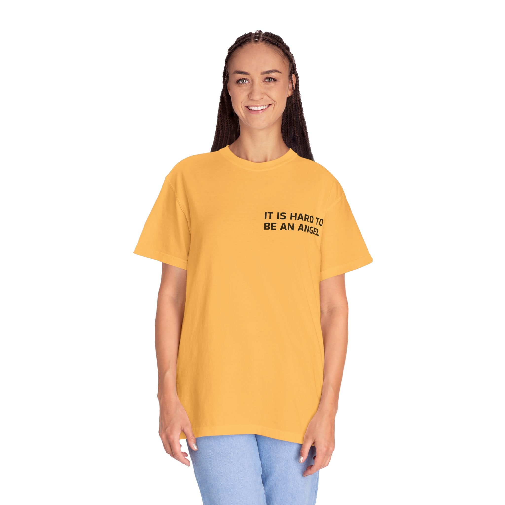 It Is Hard To Be An Angel Tee — Minimalist Quote Graphic T-Shirt
