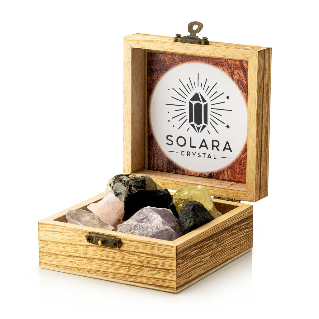 Premium Crystal Gift Box - 7 Healing Crystals Set with Natural Raw Stones for Energy Cleansing, Chakra Balancing & Meditation - Spiritual Gifts for Women, Reiki & Crystal Lovers