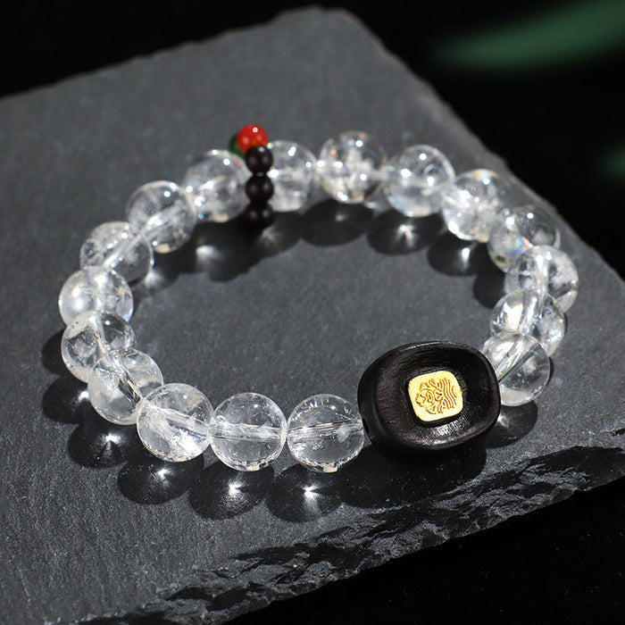 Natural White Crystal Ebony Five Warp Bracelets