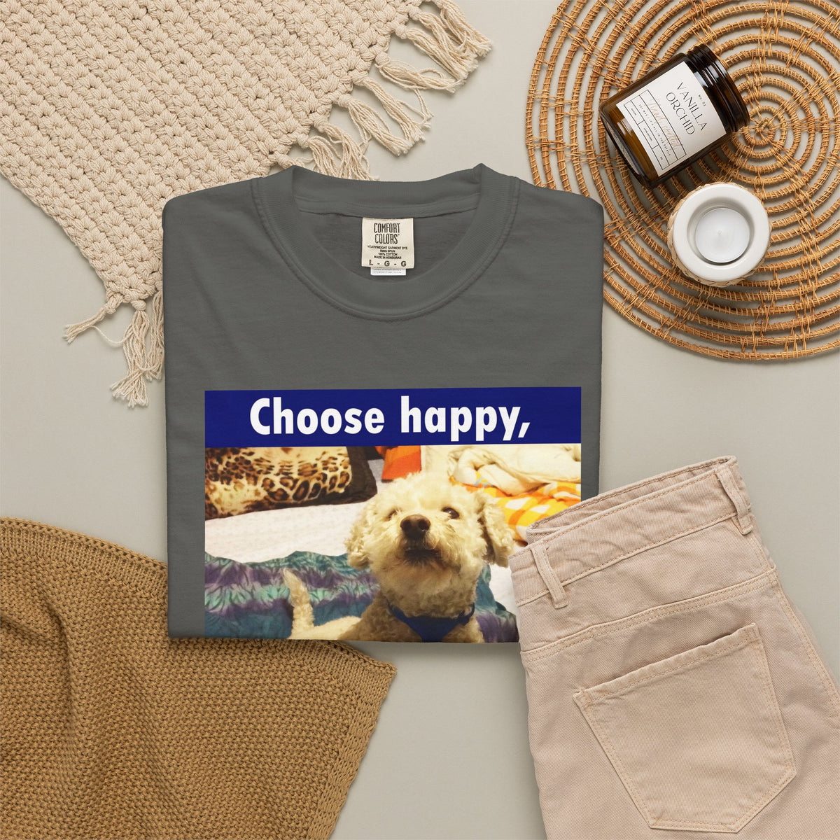 Choose Happy Puppy T-Shirt — "Choose happy, be happy." Motivational Dog Tee