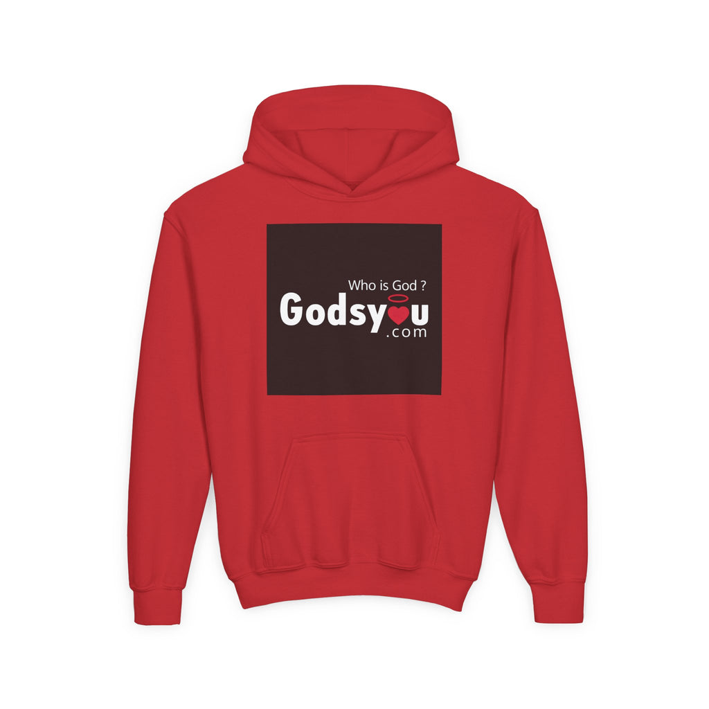 Godsyou logo square Youth Hoodie | Christian faith sweatshirt, minimalist black graphic