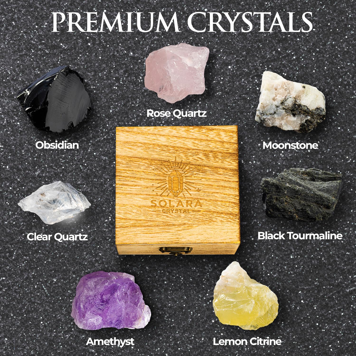 Premium Crystal Gift Box - 7 Healing Crystals Set with Natural Raw Stones for Energy Cleansing, Chakra Balancing & Meditation - Spiritual Gifts for Women, Reiki & Crystal Lovers