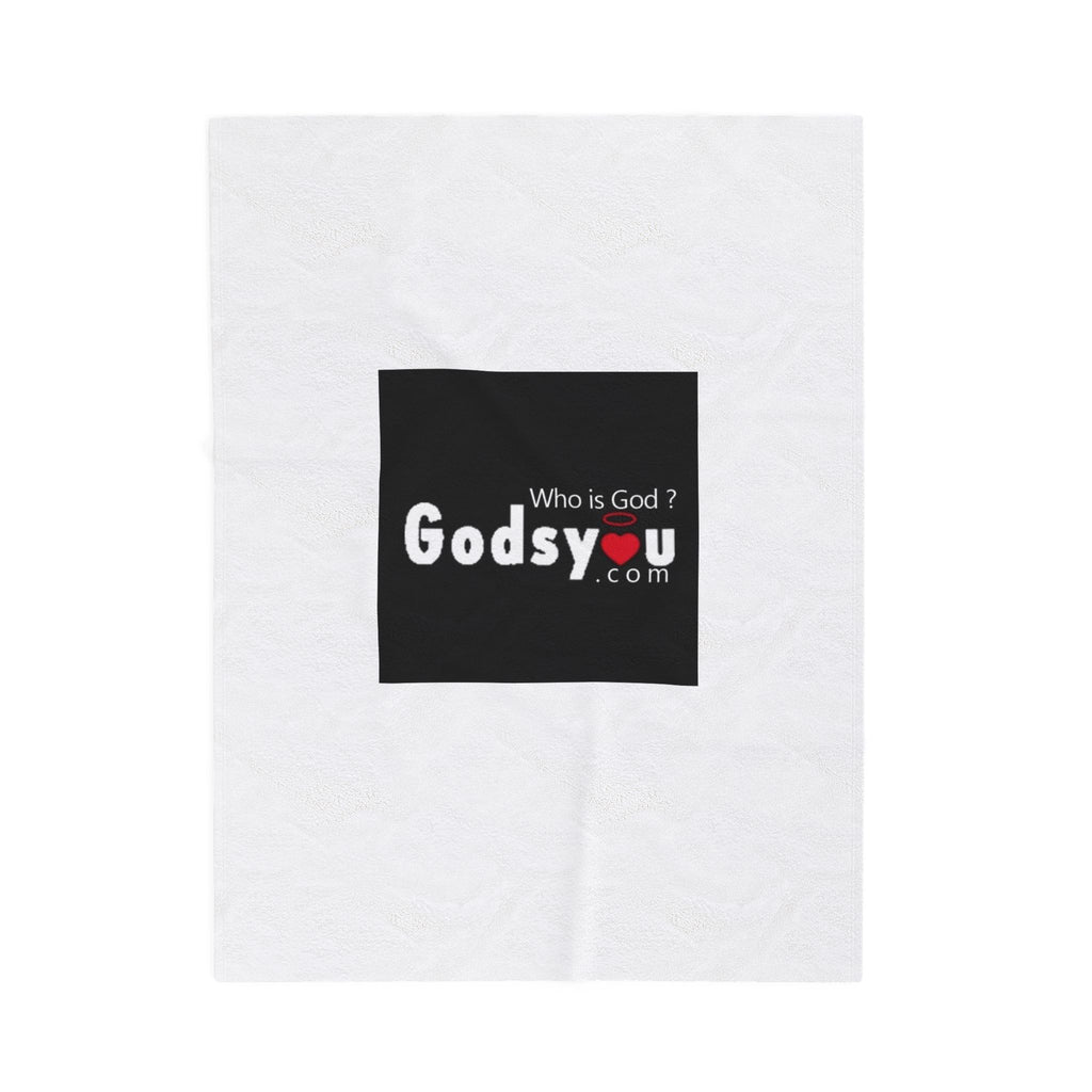 Godsyou logo Velveteen Plush Blanket | black square logo, minimalist design