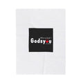 Godsyou logo Velveteen Plush Blanket | black square logo, minimalist design