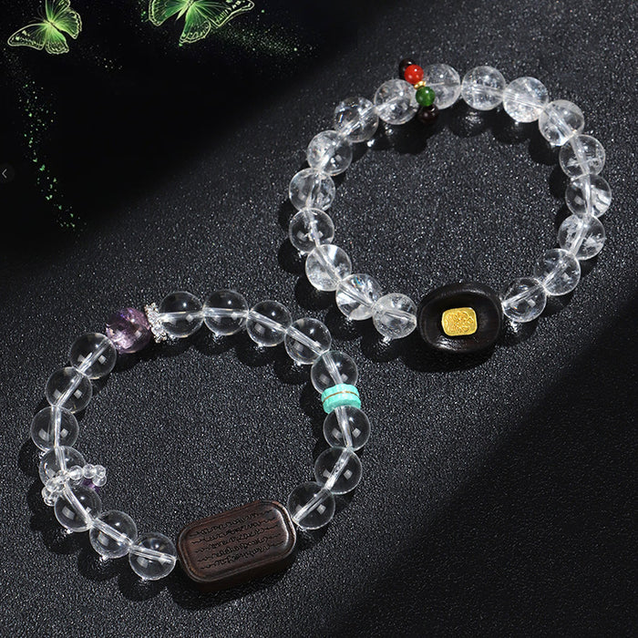 Natural White Crystal Ebony Five Warp Bracelets