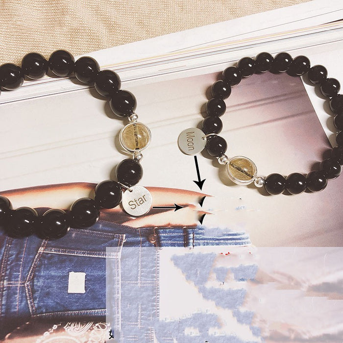 A Pair Of Natural Crystal Couple Bracelets