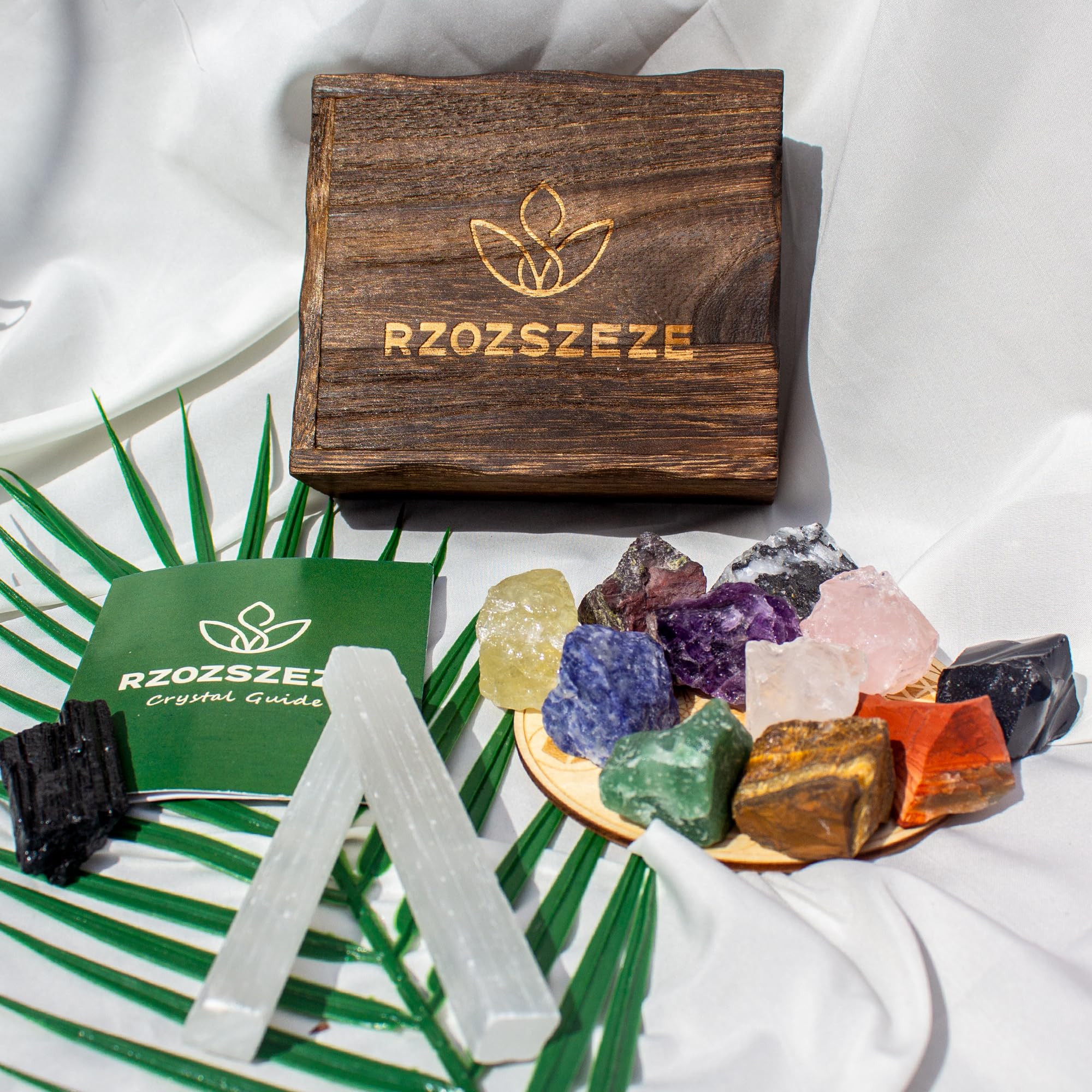 Healing Crystals Set,16 pcs Raw Natural Gemstones Crystals for Crystals Gifts for Women Reiki Crystals and Gemstones Gifts Chakra Balancing Meditation Wooden Box Guide Booklet