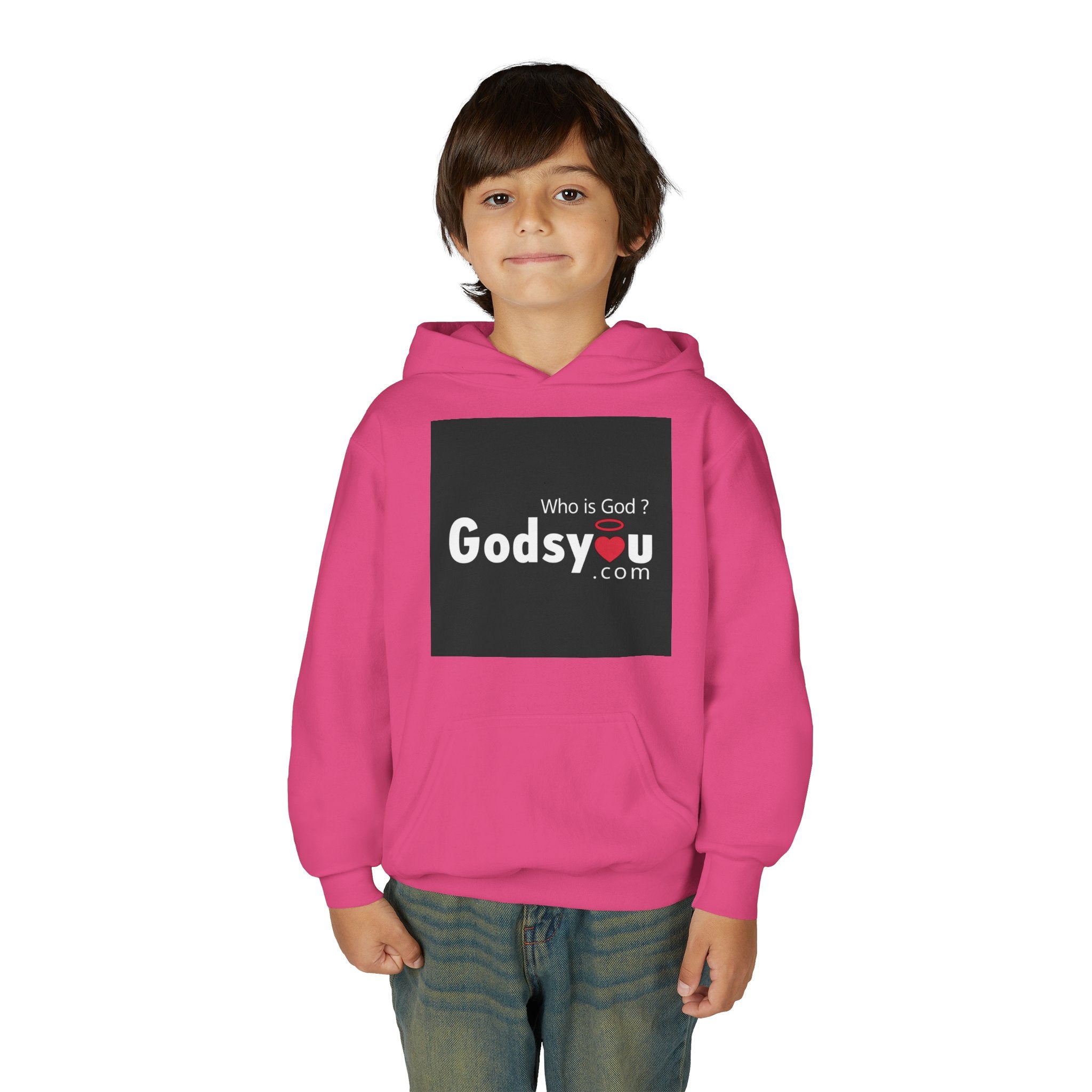 Godsyou logo square Youth Hoodie | Christian faith sweatshirt, minimalist black graphic