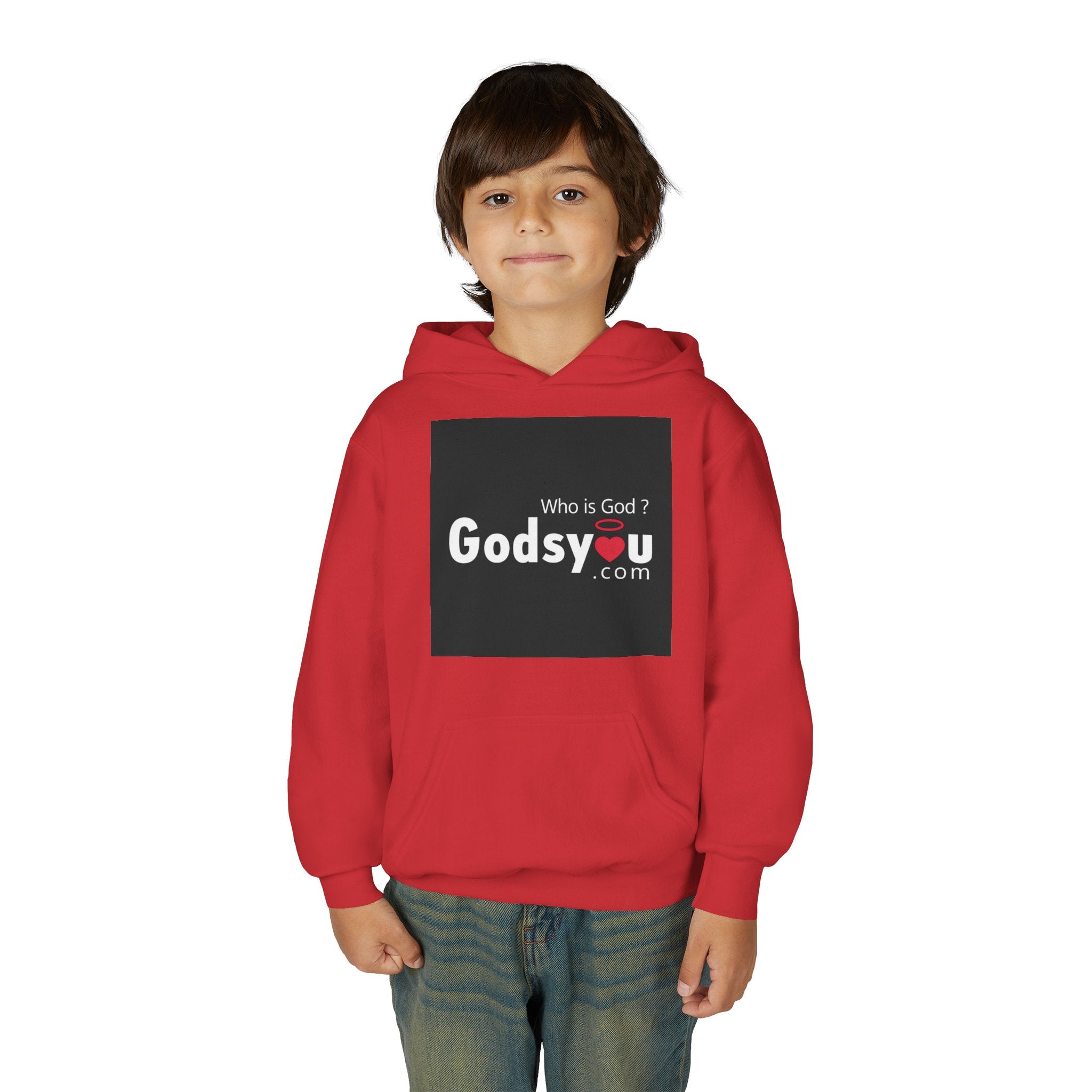 Godsyou logo square Youth Hoodie | Christian faith sweatshirt, minimalist black graphic