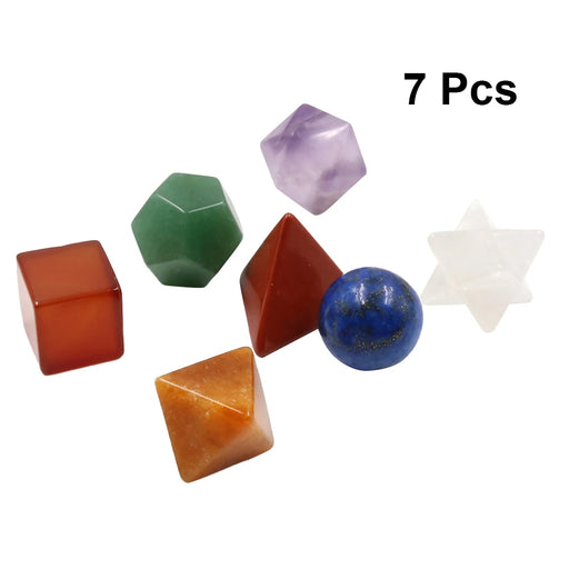 Healing Crystal Solids Sacred Geometry Set with Merkaba Star Carved Chakra Stone for Meditation Therapy Healing