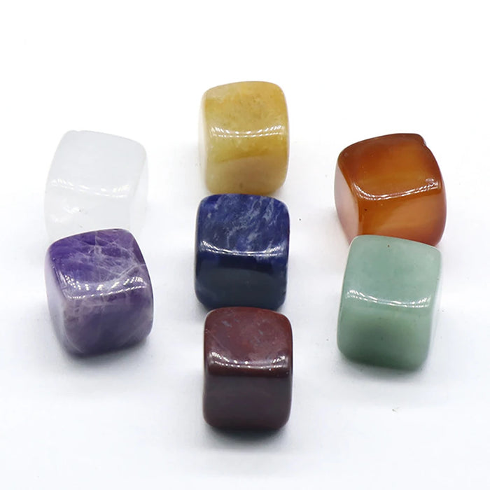 7 Chakra Stones Healing Crystals Natural Tumbled Polished Cube Gemstone Sets for Reiki Healing Meditation Yoga Balancing Therapy