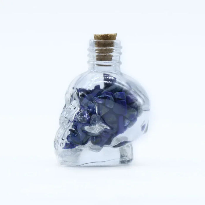 Crystals Healing MINI Crushed Stones Skull Spell Jars Crystal Chakra Stones Cute Glass BottleHealing Crystals Mini Skull Bottles