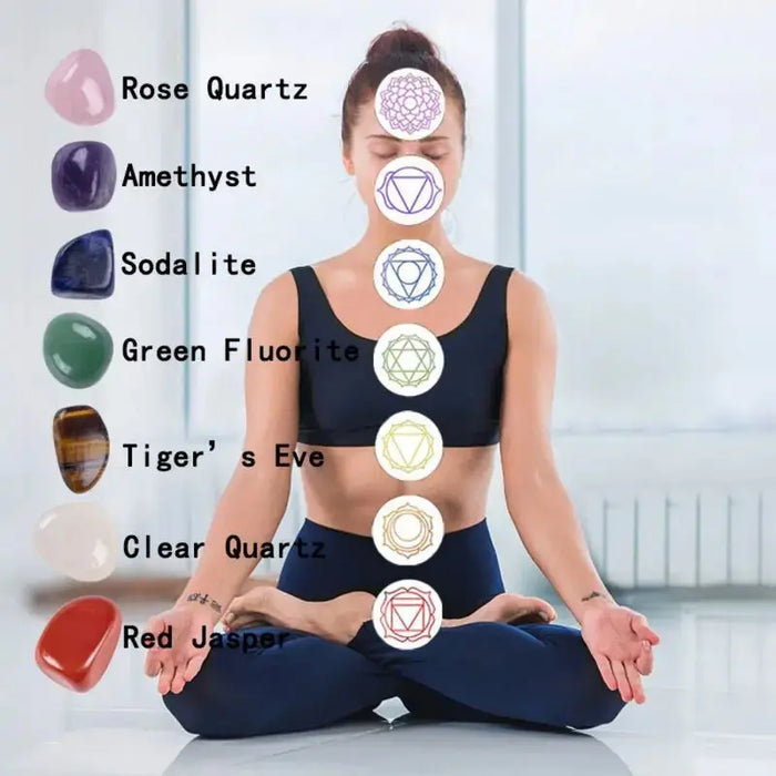7 Chakras Natural Crystal Gemstones Healing Stones Quartz Mineral Pendant Set Ornament Meditation Healing Gemstones Home Decor