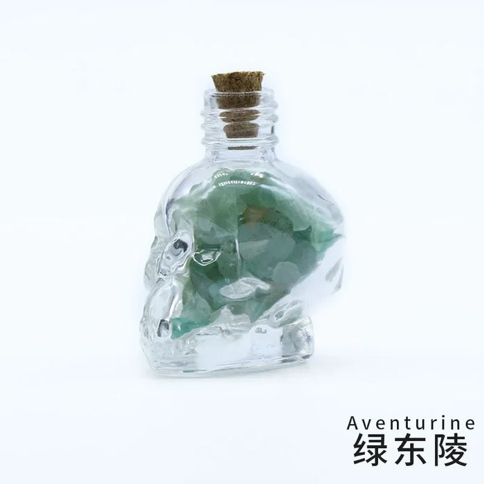 Crystals Healing MINI Crushed Stones Skull Spell Jars Crystal Chakra Stones Cute Glass BottleHealing Crystals Mini Skull Bottles