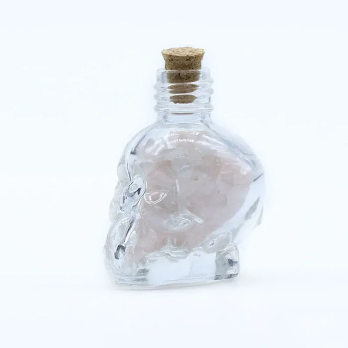 Crystals Healing MINI Crushed Stones Skull Spell Jars Crystal Chakra Stones Cute Glass BottleHealing Crystals Mini Skull Bottles