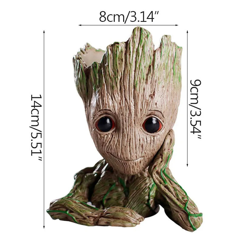 Miniature Groot Tree Man Figurine: Aesthetic Office Desktop Decor, Nature-Inspired Spiritual Workspace Ornament, Kawaii Bonsai Garden Accessory